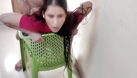 Indian teacher in her black dress and blouse has sex