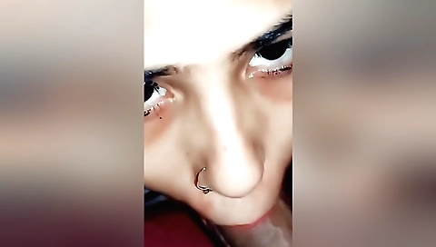 Indian brunette is getting rammed in her mouth by a big black cock