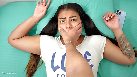 Indian brunette gets her stepbro's dick inside her anus