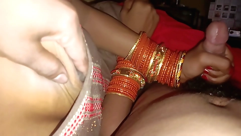 Indian girl with a red dress getting her pussy fucked