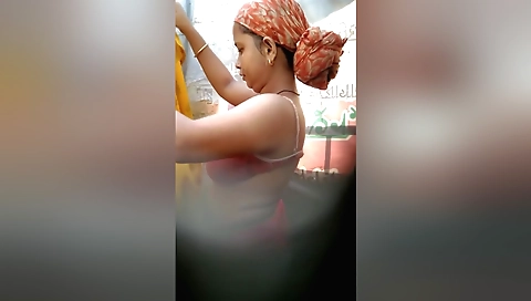 Indian babe in a natural body naked in her private room