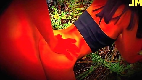 Indian girl with a shaved pussy riding a boner outdoors