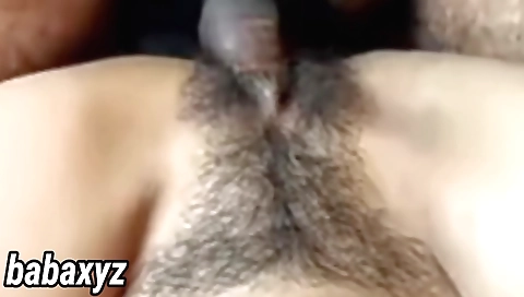Hairy babe with large natural boobs gives a very nice pov video