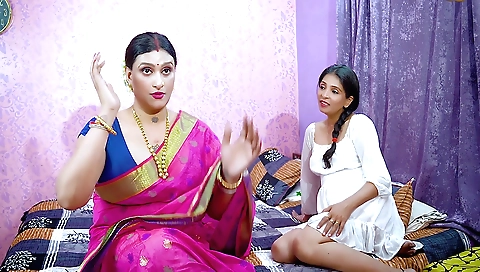 Indian brunette group sex video with two step-friends