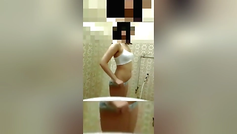 Sexy naked teen wearing sexy underwear in the shower