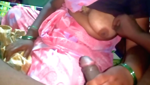 Indian amateur girl plays with a man's cock in the village