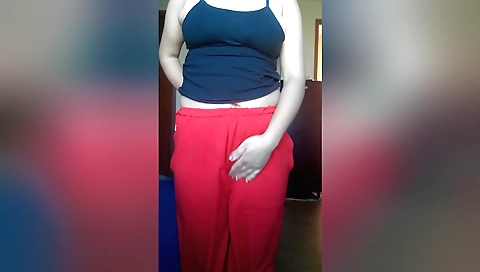 Solo brunette with big breasts and a big round booty