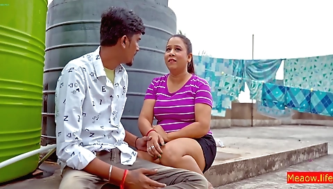 Hot brunette in a black dress and stockings is fucking