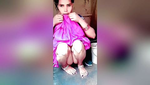 Bhabhi shower and bath in dressier clothes and swim