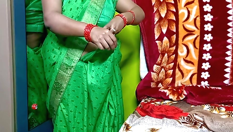 Bhabi is wearing a sexy red saree and is looking really hot in it