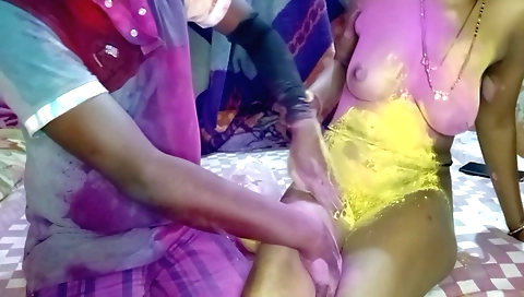 Indian girl in red dress has fun with big black dick