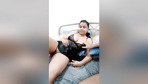 Indian brunette in sexy outfit exposing her big ass and nipples