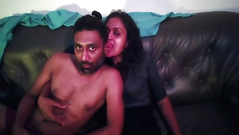 Brunette with a small face gives me a perfect facial