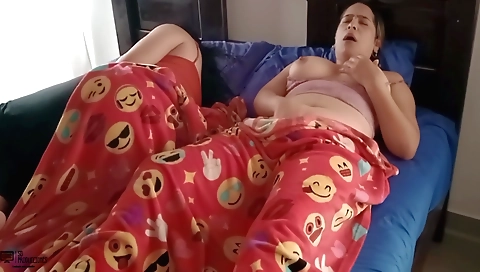 Hot amateur brunette with a sexy face giving a blowjob