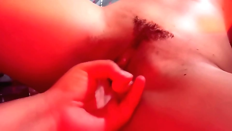 Indian teen with a sexy hairy pussy rubbed and cuminated