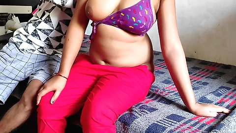 A brunette with big tits is having her cunt fucked