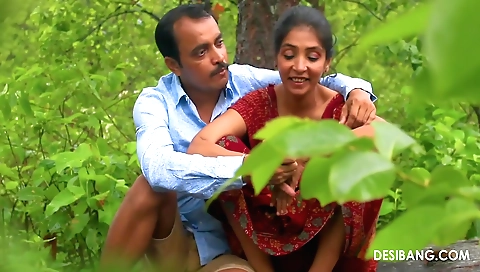 Hot brunette with a fat ass loves the rain in the jungle