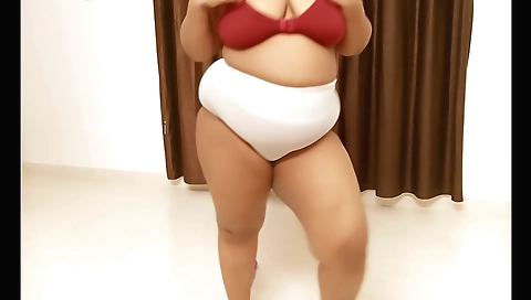 Desi Delhi girl in a white dress and stockings solo video