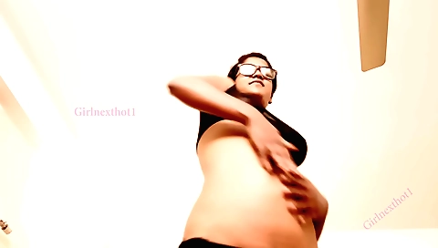 Indian blonde shows off her big ass in a black table scene