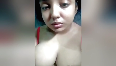 Horny brunette indian housewife cumming on her naked body