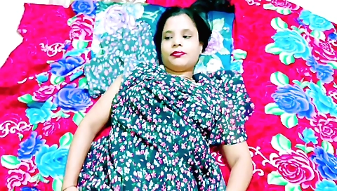 Indian brunette in red dress trying to make her friend cum