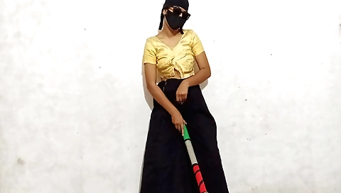 Indian girl with a small tits sucks and touches her pussy