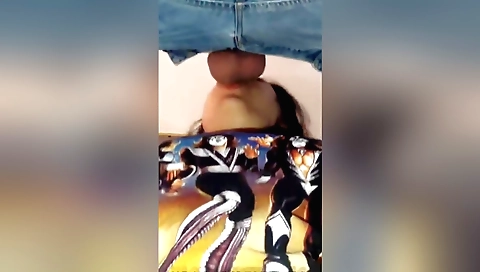 Amateur brunette girl gives a blowjob and a deepthroat one