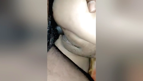 Horny brunette and a big-boobed dude in a leather suit