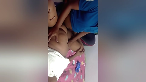 Indian teen with big boobs is playing with a hot dude