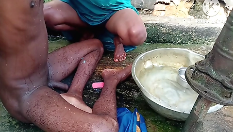 Amateur indian girl with a nice face is playing with her hair