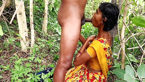 Indian blonde fucks in the jungle with a guy in her cunt