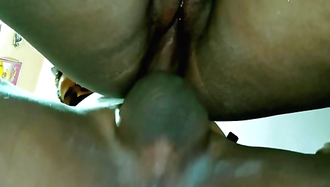 Amateur brunette with a big natural ass is masturbating