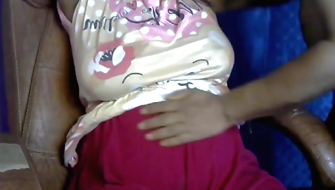 Indian babe with big boobs caught tying up to play with dick