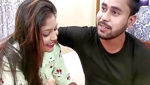 Indian brunette gives a blowjob and gets her ass railed