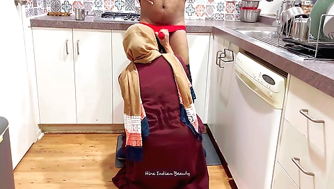 Indian stepbrother fucks a milf wife and wears a hijab