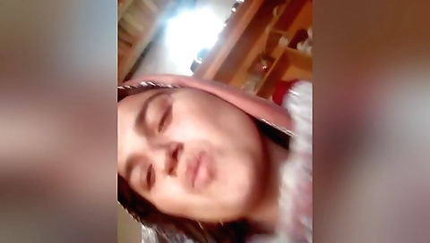 Big tits brunette with big boobs seducing and giving a impression