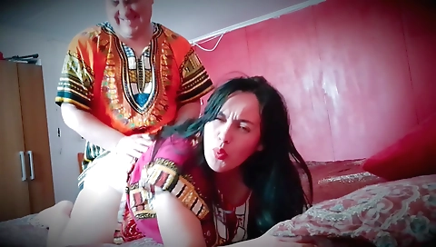 A hot brunette fucks her stepmom and she fucks her