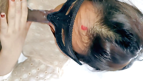 Indian slut sucks his penis before fingering his prick