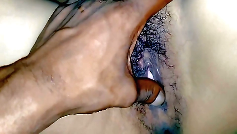 Indian girl gets cum in her hairy pussy on homemade video