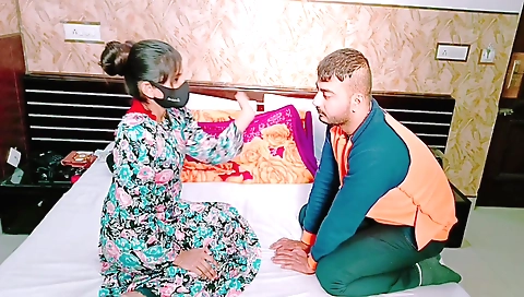 Busty brunette babe gives a nice blowjob to her slave